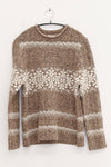 SWAYING 25 Autumn/Winter Fair Isle Jacquard Oversized Sweater SW-SW25AW1T25C1S2-ZB Brown and White